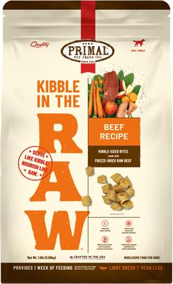 Primal Kibble in the Raw Beef Recipe Non-GMO Freeze-Dried Dog Food