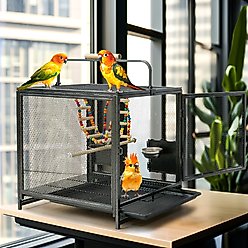 Wisfor Wrought Iron Portable Travel Bird Cage Carrier