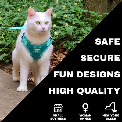 Show full view: Travel Cat Jackson Galaxy Cat Harness & Leash Set, Aqua, Medium: 13.7 to 19.3-in chest slide 6 of 11