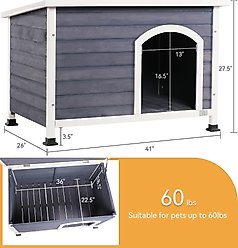 Cesicia Elevated Wooden Outdoor Dog House, Grey slide 2 of 6