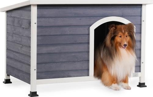Show full view: Cesicia Elevated Wooden Outdoor Dog House, Grey slide 2 of 6