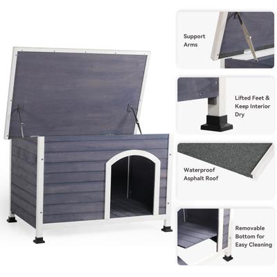 Show full view: Cesicia Elevated Wooden Outdoor Dog House, Grey slide 4 of 6