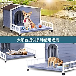 Cesicia Wooden Indoor/Outdoor Dog House with Terrace, Grey slide 2 of 7