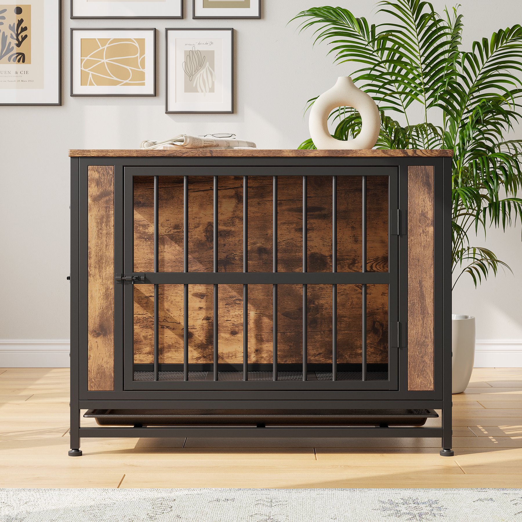 Cesicia Furniture Style Dog Crate, 32.8 x 22.11 x 26.26-in