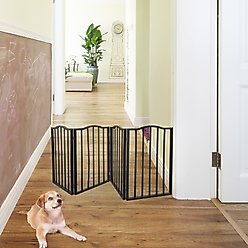 Cesicia Freestanding Dog Gate, Dark Brown