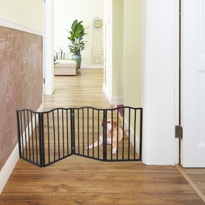 Show full view: Cesicia Freestanding Dog Gate, Dark Brown slide 2 of 7