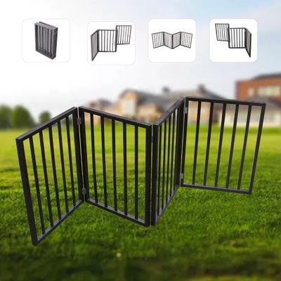 Show full view: Cesicia Freestanding Wooden Dog Gate, Dark Brown slide 4 of 7