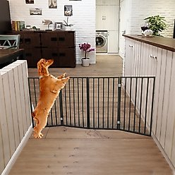 Cesicia Freestanding Wooden Dog Gate, Dark Brown