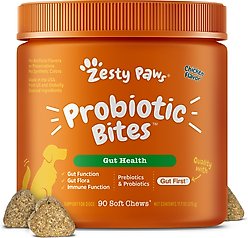 Zesty Paws Probiotic Bites Chicken Flavored Soft Chews Gut Flora & Digestive Supplement for Dogs, 90 count