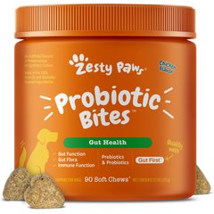 Zesty Paws Probiotic Bites Chicken Flavored Soft Chews Gut Flora & Digestive Supplement for Dogs, 90 count