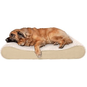 FurHaven Ultra Plush Luxe Lounger Orthopedic Cat & Dog Bed with Removable Cover, Cream, Jumbo Plus