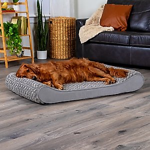 FurHaven Ultra Plush Luxe Lounger Orthopedic Cat & Dog Bed with Removable Cover, Gray, Jumbo
