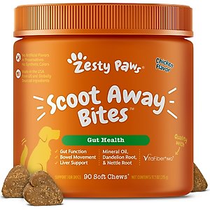 Zesty Paws Scoot Away Bites Chicken Flavored Soft Chews Digestive Supplement for Dogs, 90 count