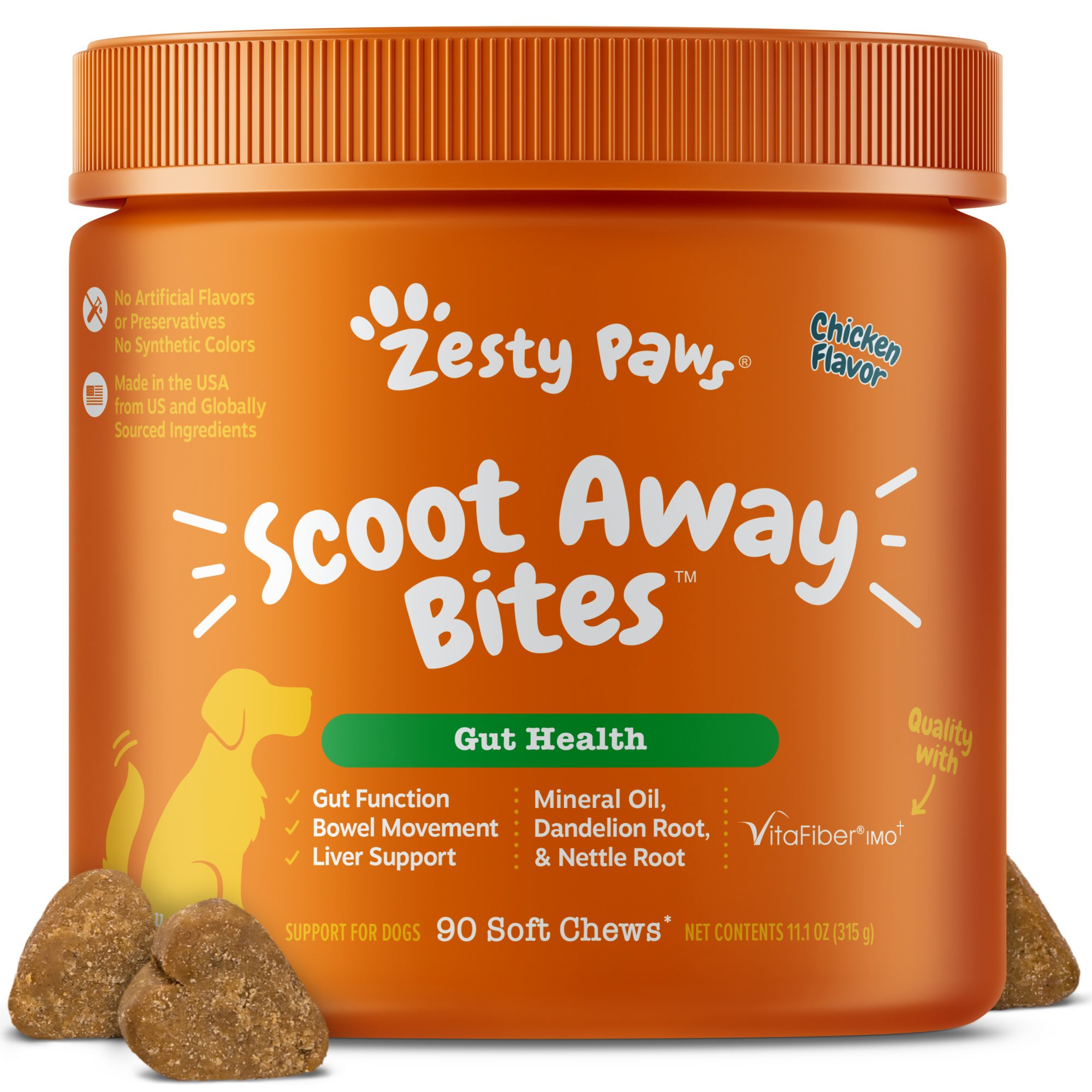 Scoot Away Bites Chicken Flavored Soft Chews Digestive Supplement for Dogs