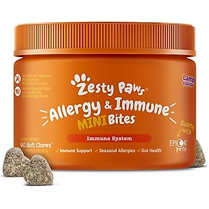 Zesty Paws Allergy & Immune Mini Bites Lamb Flavored Soft Chew Allergy & Immune Supplement for Small Dogs, 90 count