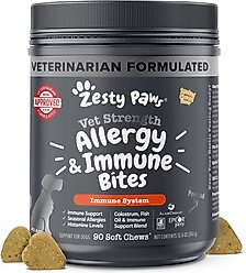 Zesty Paws Vet Strength Allergy & Immune Bites Soft Chews Fish Oil Supplement for Dogs, 90 count