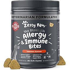 Zesty Paws Vet Strength Allergy & Immune Bites Soft Chews Fish Oil Supplement for Dogs, 90 count