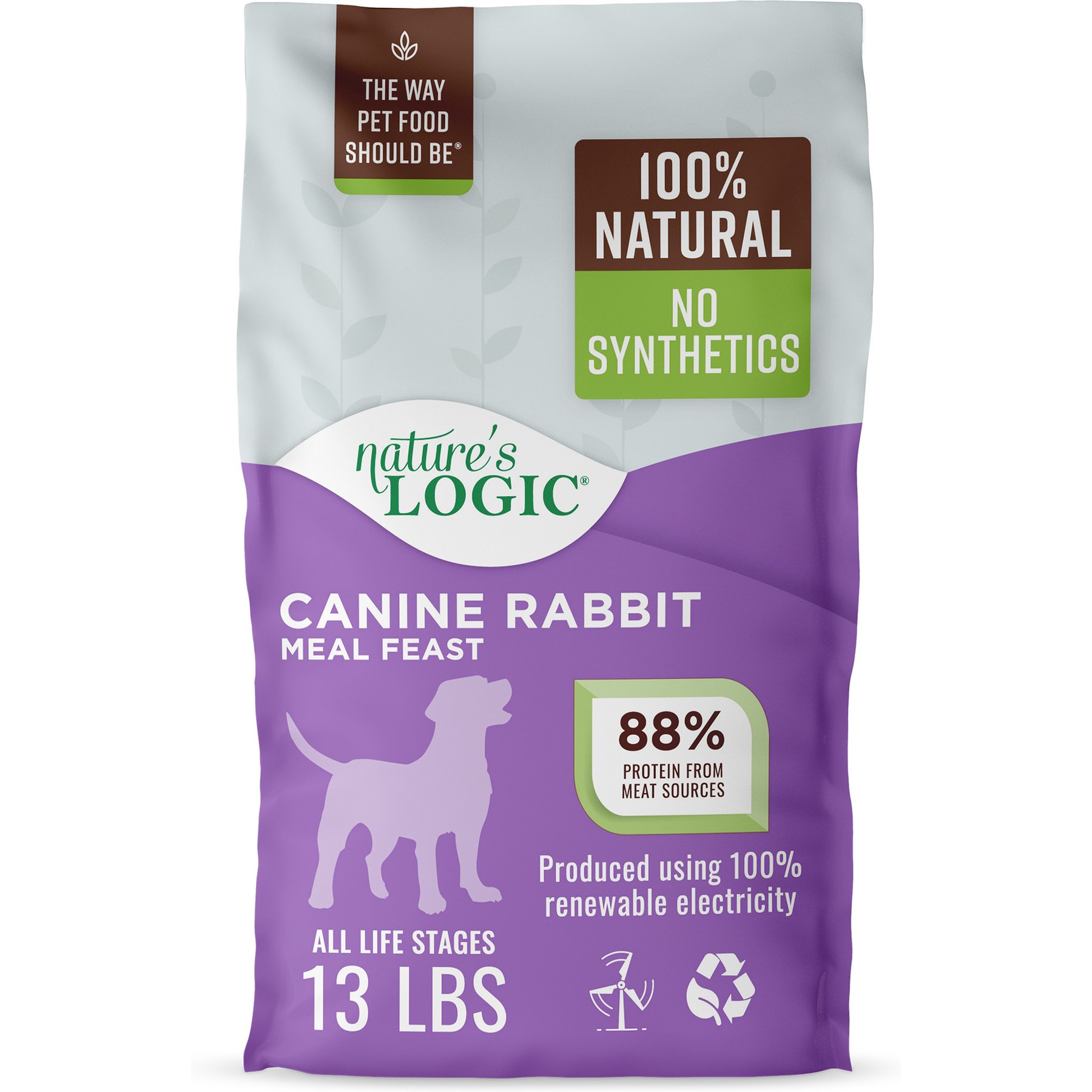 Nature's Logic 100% Natural Canine Rabbit Meal Feast All Life Stages Dry Dog Food, 13-lb bag