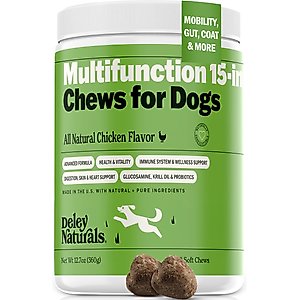 Deley Naturals 15-in-1 Multivitamin Chicken Flavor Dog Vitamin, 12.7oz Carton, 120 count