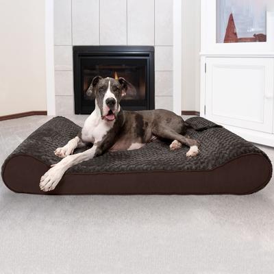 Show full view: FurHaven Ultra Plush Luxe Lounger Orthopedic Cat & Dog Bed with Removable Cover, Chocolate, Giant slide 3 of 11