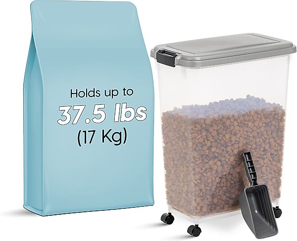 IRIS Airtight Cat, Dog & Bird Food Storage Container with Attachable Casters
