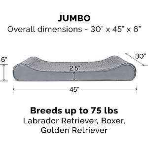 FurHaven Ultra Plush Luxe Lounger Orthopedic Cat & Dog Bed with Removable Cover, Gray, Jumbo