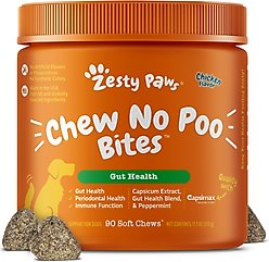 Zesty Paws Chew No Poo Chicken Flavored Soft Chews Coprophagia Stool Eating Deterrent Digestive Supplement for Dogs, 90 count