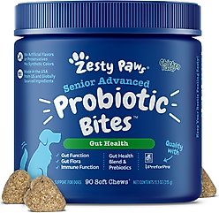 Zesty Paws Advanced Probiotic Bites Chicken Flavored Soft Chews Digestive Supplement for Senior Dogs, 90 Count slide 1 of 9