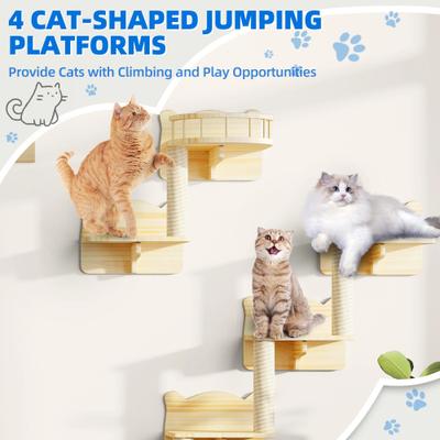 Show full view: Yitahome Wall Mounted Wooden Cat Climber Set, Beige, 18 count slide 4 of 8