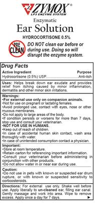 Show full view: Zymox Ear Infection Solution with .5% Hydrocortisone for Dogs & Cats, 1.25-fl oz bottle + Advanced Enzymatic Ear Wipes, 7.05-fl oz bottle, 100 count slide 4 of 8
