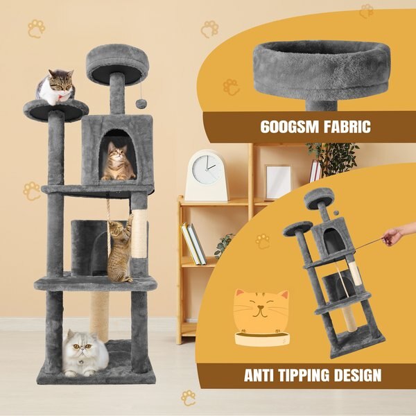 TSCOMON Multi-Level 58-in Plush Cat Tree & Condo