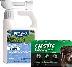 Capstar Flea Oral Treatment for Dogs, over 25-lbs, 6 Tablets + PetArmor Home Yard & Premise Flea & Tick Spray Treatment, 32-oz bottle