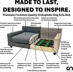 Club Nine Pets Blake Orthopedic Dog Couch Bed, Dove, Medium slide 2 of 9