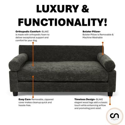 Show full view: Club Nine Pets Blake Orthopedic Dog Couch Bed, Charcoal, Large slide 9 of 10