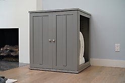 The Refined Feline Self Cleaning Cat Litter Box Cabinet, Shaker Door, Smoke