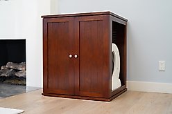 The Refined Feline Self Cleaning Cat Litter Box Cabinet, Cottage Door, Mahogany