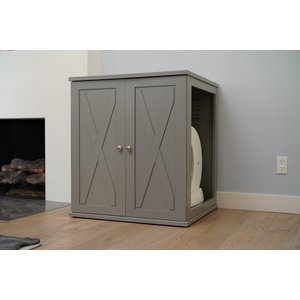 The Refined Feline Self Cleaning Cat Litter Box Cabinet, Farmhouse Door