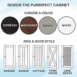 The Refined Feline Self Cleaning Cat Litter Box Cabinet, Farmhouse Door, Mahogany slide 2 of 7