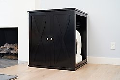 The Refined Feline Self Cleaning Cat Litter Box Cabinet, Farmhouse Door, Espresso