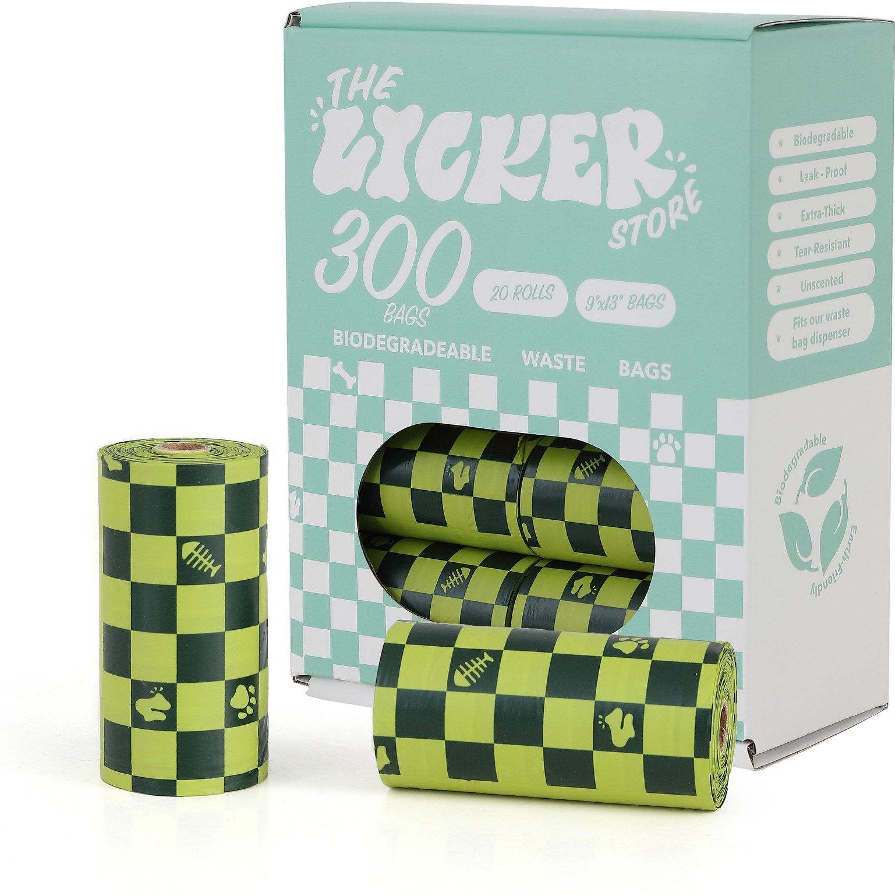 THE LICKER STORE Extra Thick Leak Proof Poop Bags, Unscented, 300 count