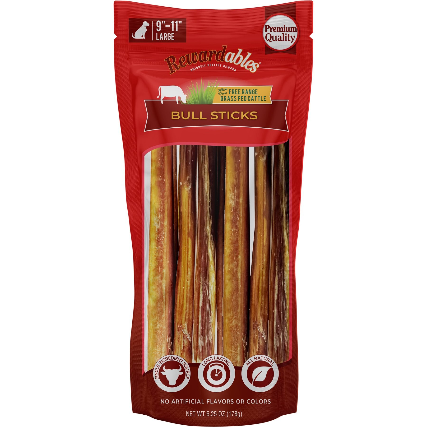 Rewardables Premium 9-11 in Single-Ingredient Bully Stick Dog Chews, 6.25-oz bag