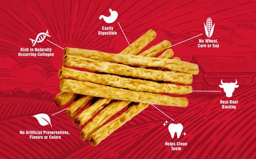 Show full view: Rewardables Healthy Chewers Natural Collagen & Beef Sticks High Protein Dog Chews, 21.1-oz bag, 100 count slide 6 of 6