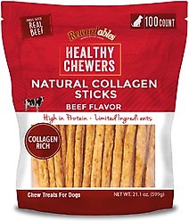 Rewardables Healthy Chewers Natural Collagen & Beef Sticks High Protein Dog Chews, 21.1-oz bag, 100 count