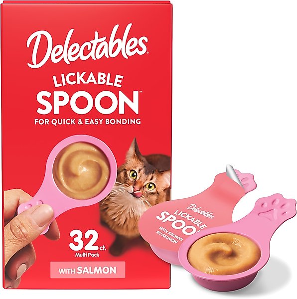 Hartz Delectables Lickable Spoon Salmon Handheld Creamy Cat Treats, 32 count