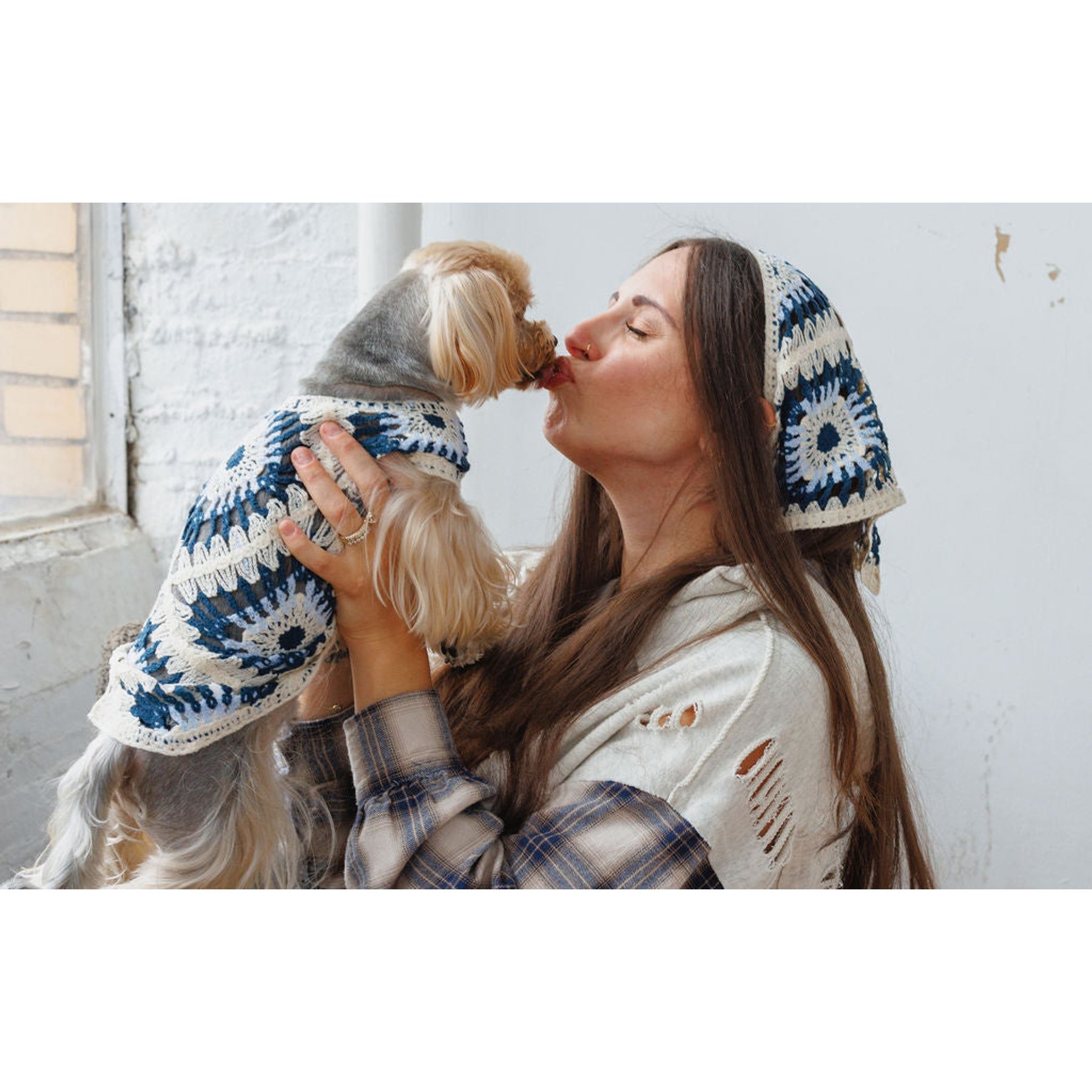 Both Tails Nazar Crochet Dog Shirt & Bandana, Large