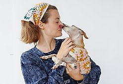 Both Tails Bubblegum Crochet Dog Bandana