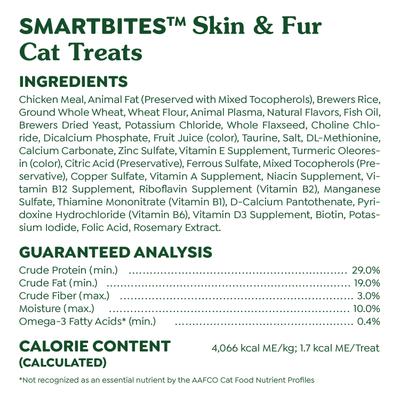 Show full view: Greenies Feline SmartBites Healthy Skin & Fur Natural Chicken Flavor Soft & Crunchy Adult Cat Treats, 16-oz tub slide 7 of 13