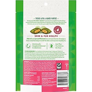 Greenies Feline SmartBites Healthy Skin & Fur Natural Salmon Flavor Soft & Crunchy Adult Cat Treats, 4.6-oz bag