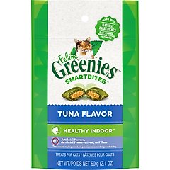 Greenies Feline SmartBites Healthy Indoor Natural Tuna Flavor Soft & Crunchy Adult Cat Treats, 2.1-oz bag