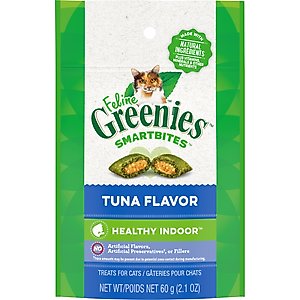 Greenies Feline SmartBites Healthy Indoor Natural Tuna Flavor Soft & Crunchy Adult Cat Treats, 2.1-oz bag